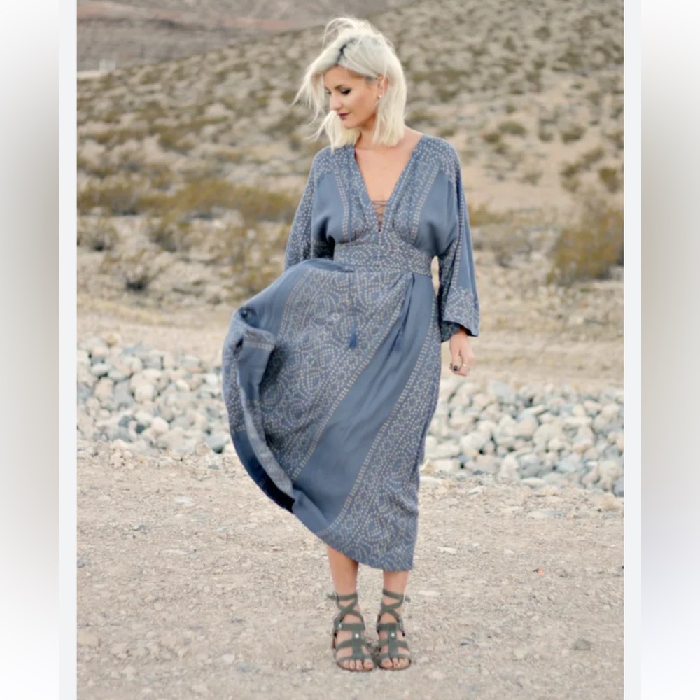 Free People Women’s Blue Modern Kimono Maxi Dress